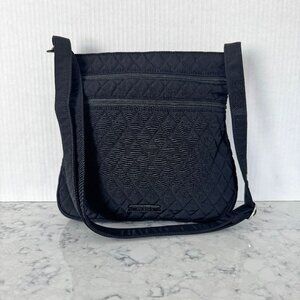 Vera Bradley Black Quilted Triple Zip Crossbody Bag